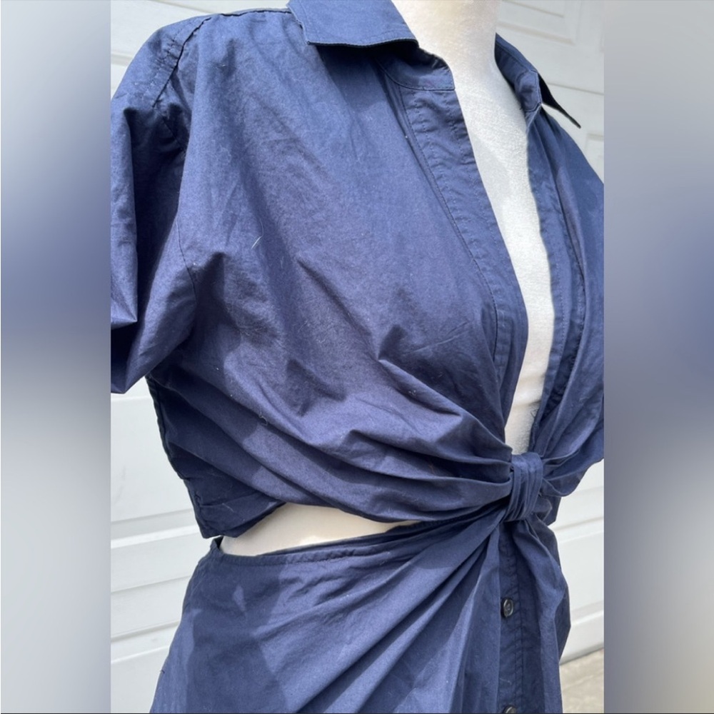 Women's ALC cut out shirt dress short sleeves navy blue size 12 - Picture 5 of 5